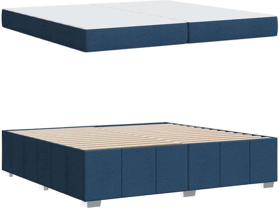 VidaXL Bedframe met matras met matras Blauw 200 x 200 cm Stof - Foto 2