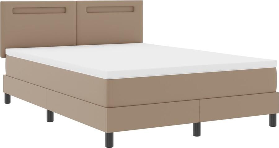VidaXL Boxspring Bed met Matras in Cappuccino 140 x 190 cm Kunstleer