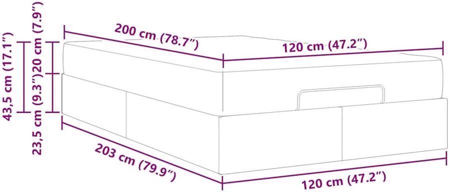 VidaXL Bedframe met matras Donkergrijs 120 x 200 cm Stof