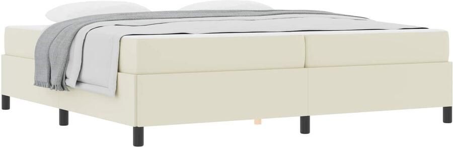 VidaXL Bedframe met matras met matras Crème 200 x 200 cm Kunstleer - Foto 2