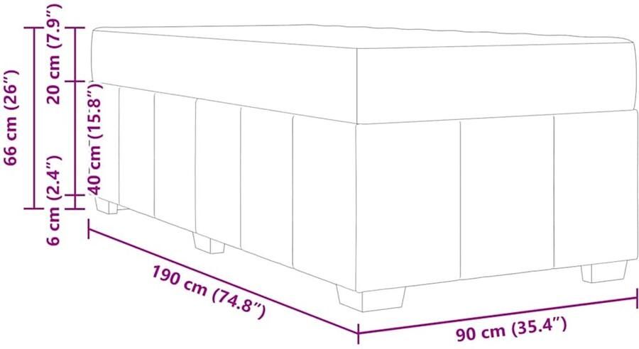 VidaXL Bedframe met matras Donkergrijs 90 x 190 cm Stof - Foto 3