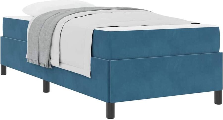 VidaXL Bedframe met matras Donkerblauw en wit 100 x 200 cm Fluweel