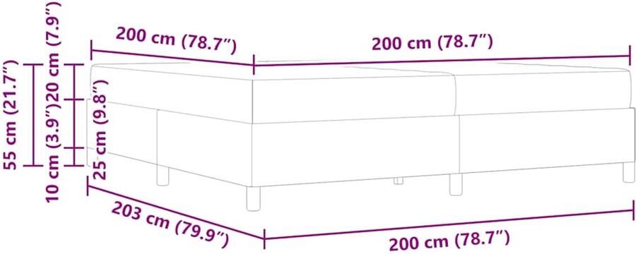 VidaXL Bedframe Anders Wit en Lichtgrijs 200 x 200 cm Fluweel - Foto 3