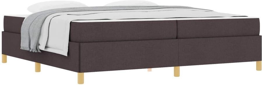 VidaXL Boxspring bed met matras Donkerbruin en Wit 200 x 200 cm Stof - Foto 2