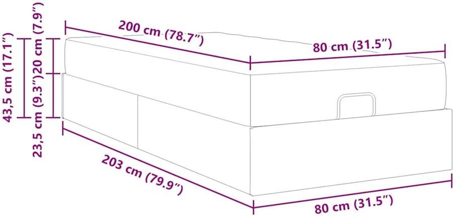 VidaXL Bedframe met matras Blauw 80 x 200 cm Stof