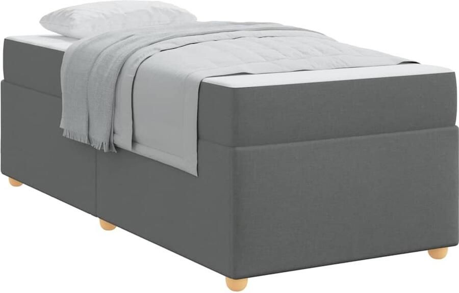 VidaXL Bedframe met matras met matras Donkergrijs 100 x 200 cm Stof