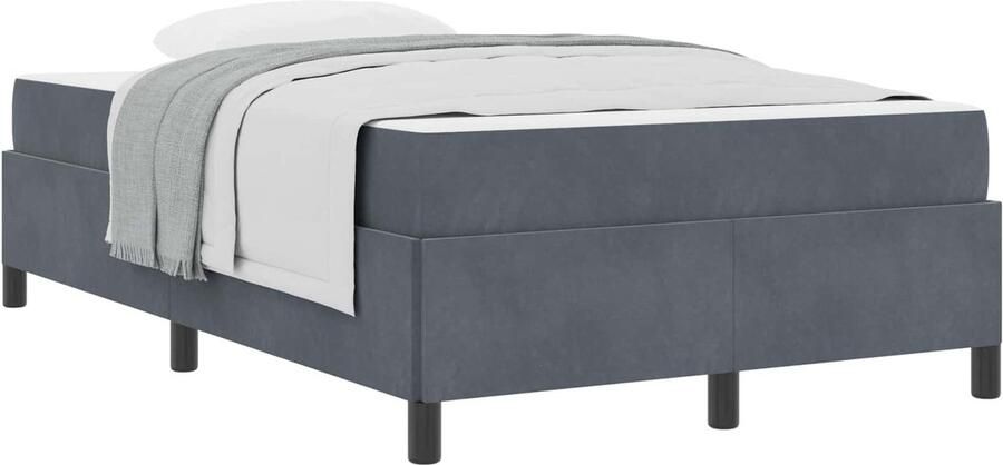 VidaXL Bedframe met matras Donkergrijs en Wit 120 x 190 cm Fluweel - Foto 3