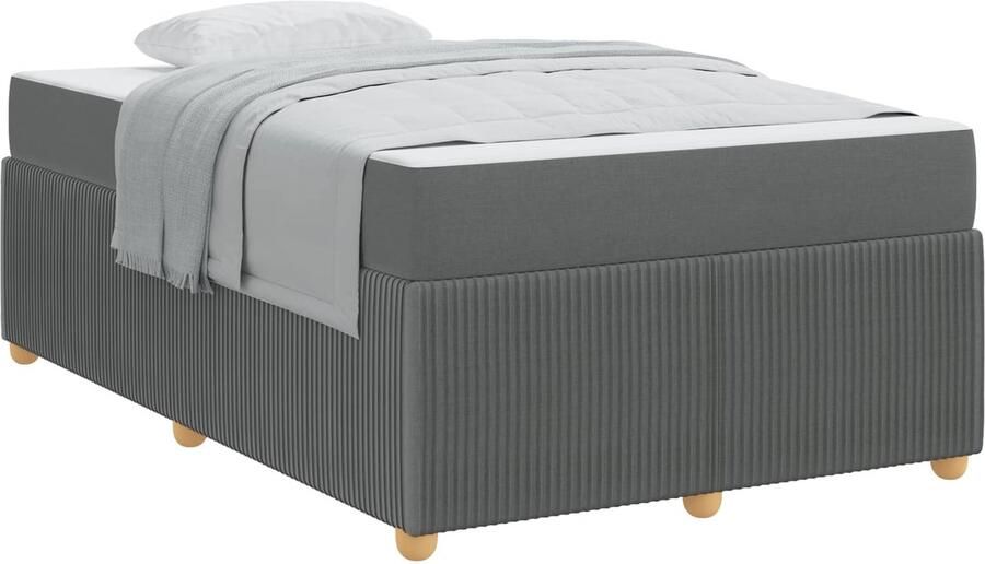 VidaXL Bedframe met matras met matras Donkergrijs 120 x 190 cm Stof - Foto 2
