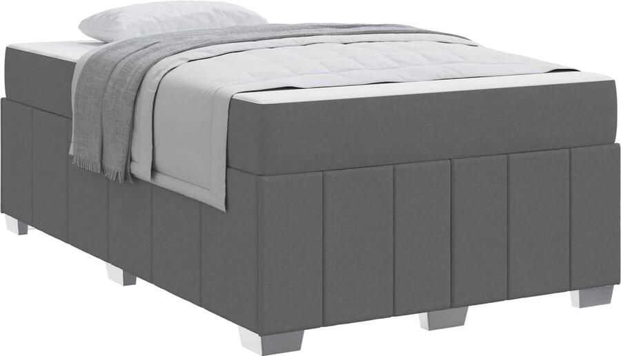 VidaXL Bedframe met matras Donkergrijs 120 x 200 cm Stof - Foto 2