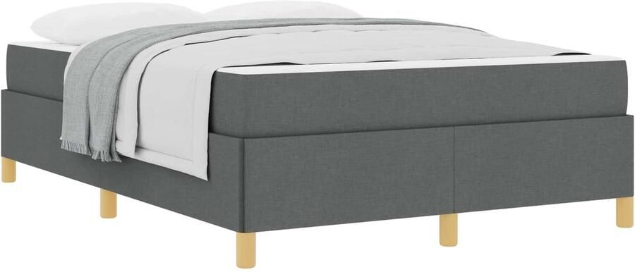 VidaXL Boxspring bed Donkergrijs en Wit en Donkergrijs 140 x 200 cm - Foto 2