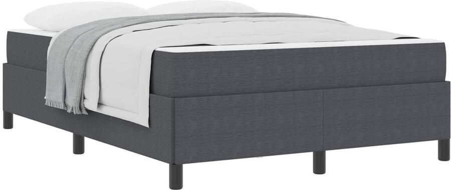VidaXL Bedframe Anders Donkergrijs 140 x 190 cm Katoenen stof - Foto 2