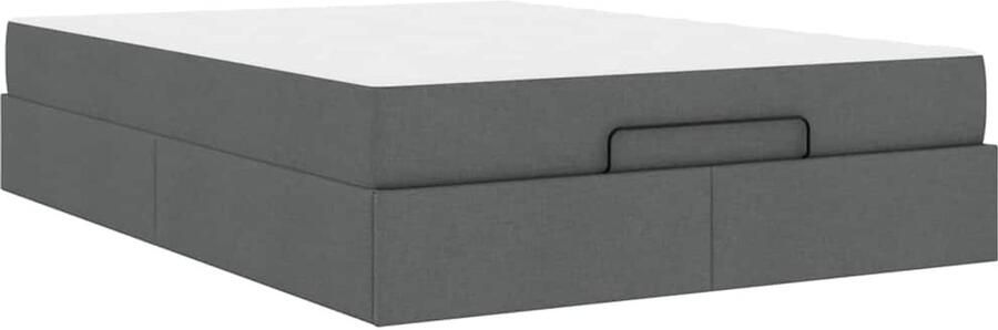 VidaXL Bedframe met matras Donkergrijs 140 x 200 cm Stof - Foto 2