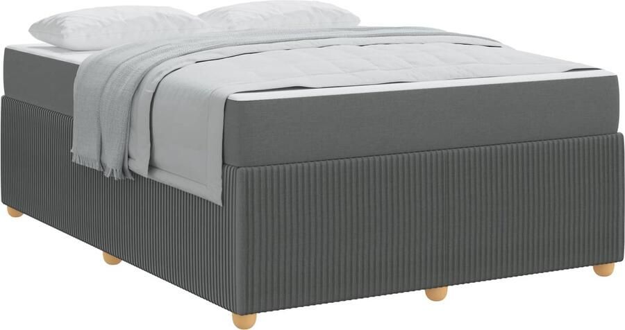 VidaXL Bedframe met matras met matras Donkergrijs 140 x 200 cm Stof - Foto 2