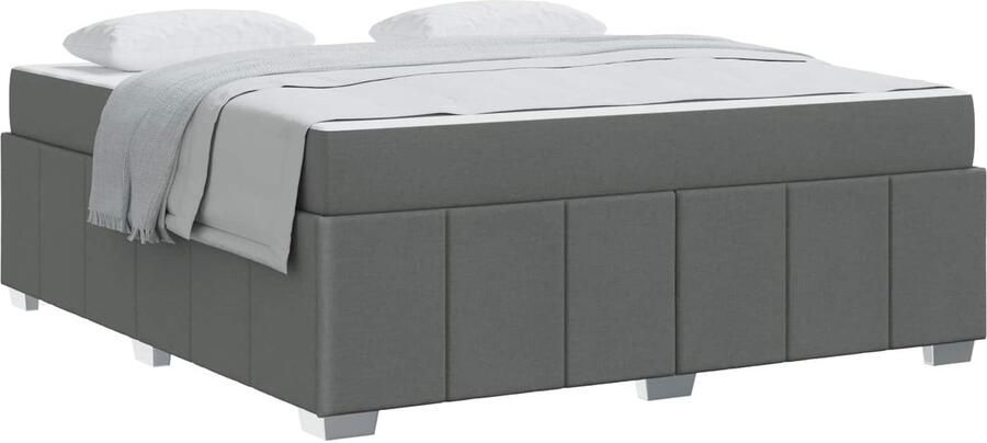 VidaXL Bedframe met matras Donkergrijs 180 x 200 cm Stof - Foto 2