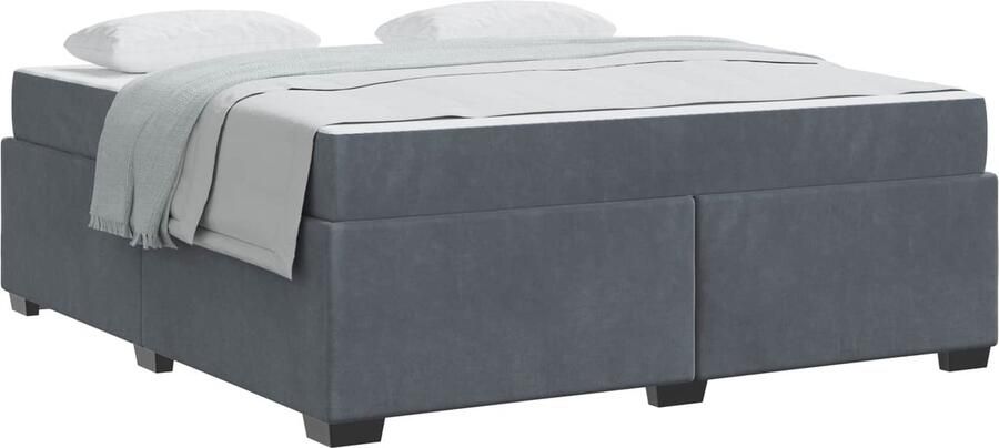 VidaXL Bedframe met matras met matras Donkergrijs 180 x 200 cm Fluweel - Foto 2