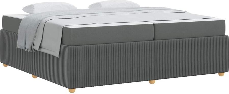 VidaXL Bedframe met matras met matras Donkergrijs 200 x 200 cm Stof - Foto 2