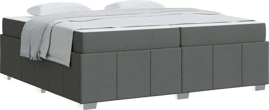 VidaXL Bedframe met matras Donkergrijs 200 x 200 cm Stof - Foto 2