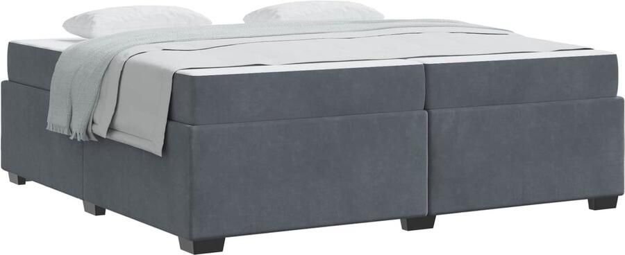 VidaXL Bedframe met matras Donkergrijs 200 x 200 cm Fluweel - Foto 2