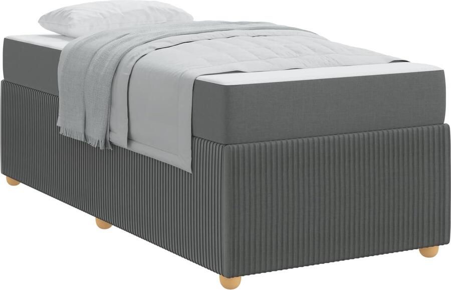 VidaXL Bedframe met matras met matras Donkergrijs 80 x 200 cm Stof - Foto 2