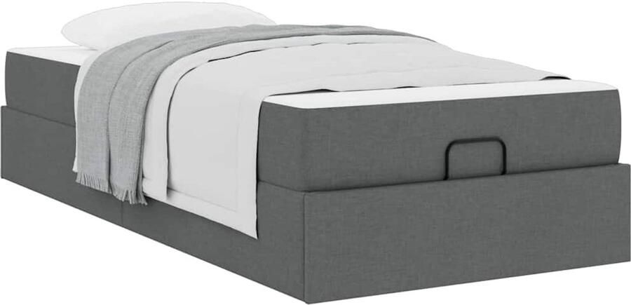 VidaXL Bedframe met matras Donkergrijs 100 x 200 cm Stof