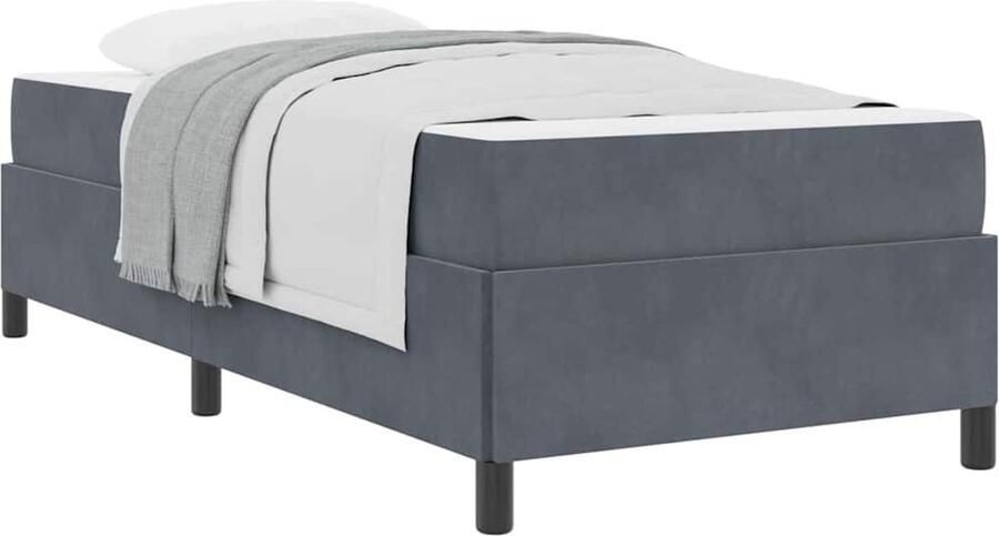 VidaXL Bedframe Donkergrijs Grijs en Wit 90 x 200 cm Fluweel