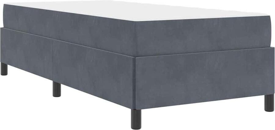 VidaXL Bedframe met matras Donkergrijs en Wit 100 x 200 cm Fluweel - Foto 2