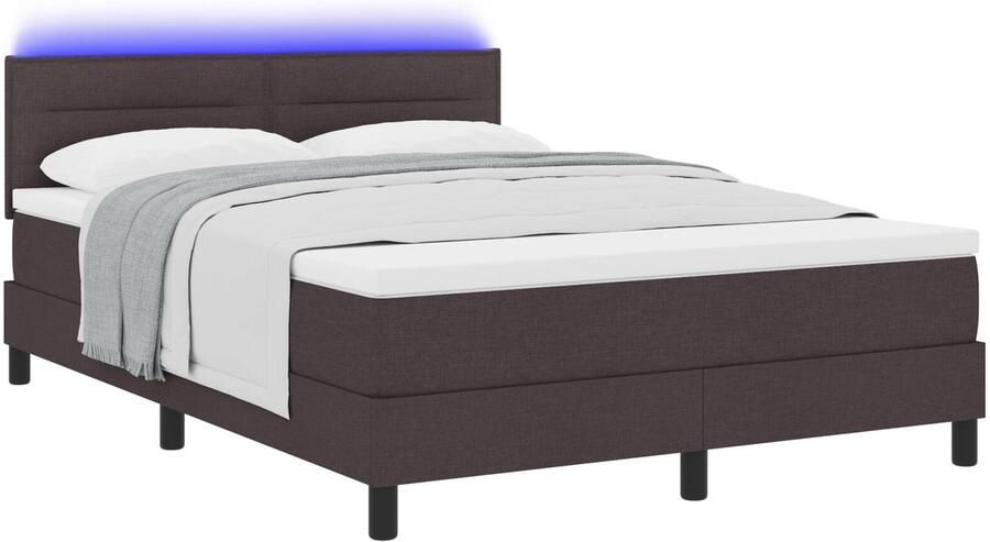 VidaXL Bedframe met Matras Donkergrijs Stof 160 x 200 cm Boxspringbed - Foto 2