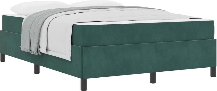VidaXL Bedframe Donkergroen Wit en Groen 140 x 190 cm Fluweel - Foto 2