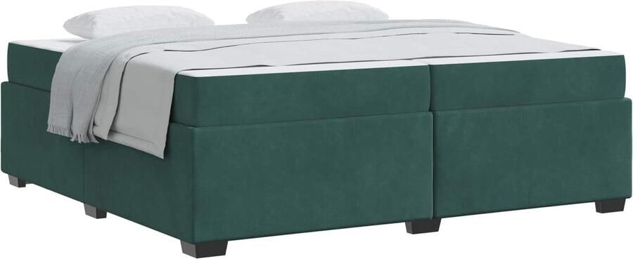 VidaXL Bedframe met matras met matras Donkergroen 200 x 200 cm Fluweel - Foto 2