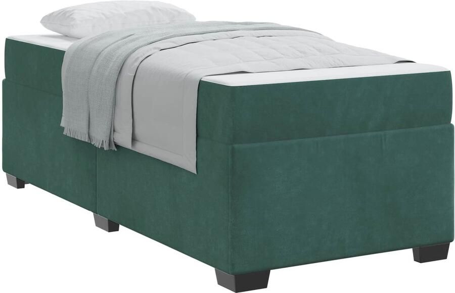 VidaXL Bedframe met matras met matras Donkergroen 90 x 190 cm Fluweel - Foto 2