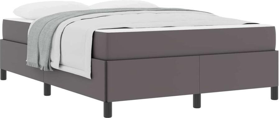 VidaXL Bedframe met matras met matras Grijs 160 x 200 cm Kunstleer - Foto 2