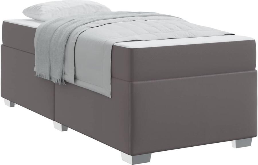 VidaXL Bedframe met matras met matras Grijs 90 x 190 cm Kunstleer - Foto 2