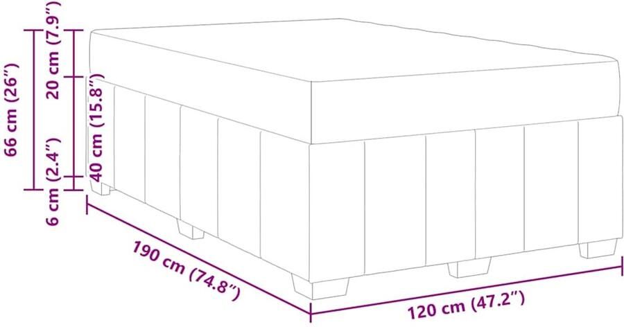 VidaXL Bedframe met matras Donkergrijs 120 x 190 cm Stof - Foto 2