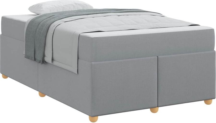 VidaXL Bedframe met matras met matras Lichtgrijs 120 x 190 cm Stof - Foto 2
