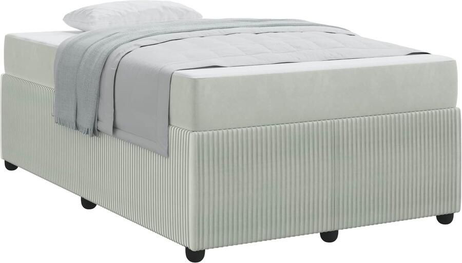 VidaXL Bedframe met matras met matras Lichtgrijs 120 x 200 cm Fluweel - Foto 2