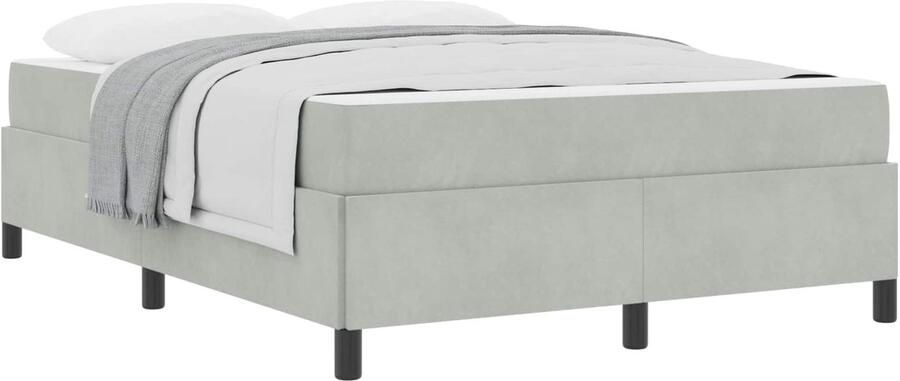 VidaXL Bedframe Anders Wit en Lichtgrijs 140 x 200 cm Fluweel - Foto 2