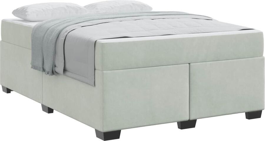 VidaXL Bedframe met matras met matras Lichtgrijs 160 x 200 cm Fluweel - Foto 2