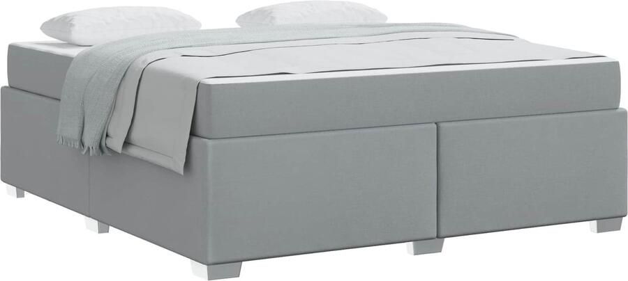 VidaXL Bedframe met matras Lichtgrijs 180 x 200 cm Stof - Foto 2
