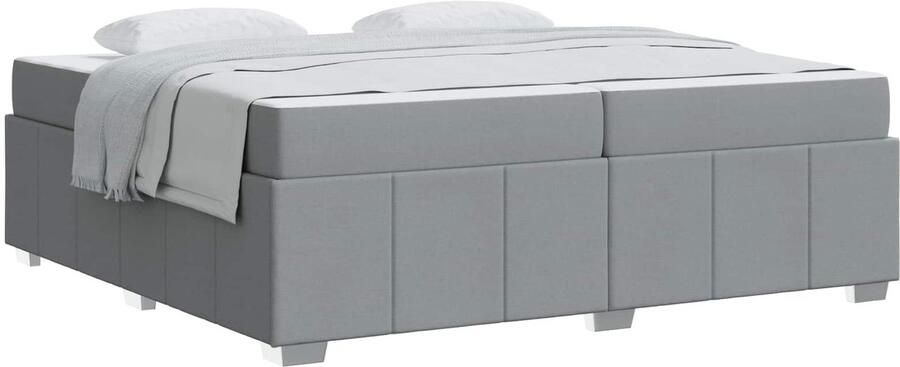 VidaXL Bedframe met matras Lichtgrijs 200 x 200 cm Stof - Foto 2