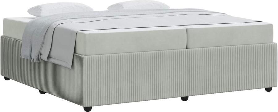 VidaXL Bedframe met matras met matras Lichtgrijs 200 x 200 cm Fluweel - Foto 2