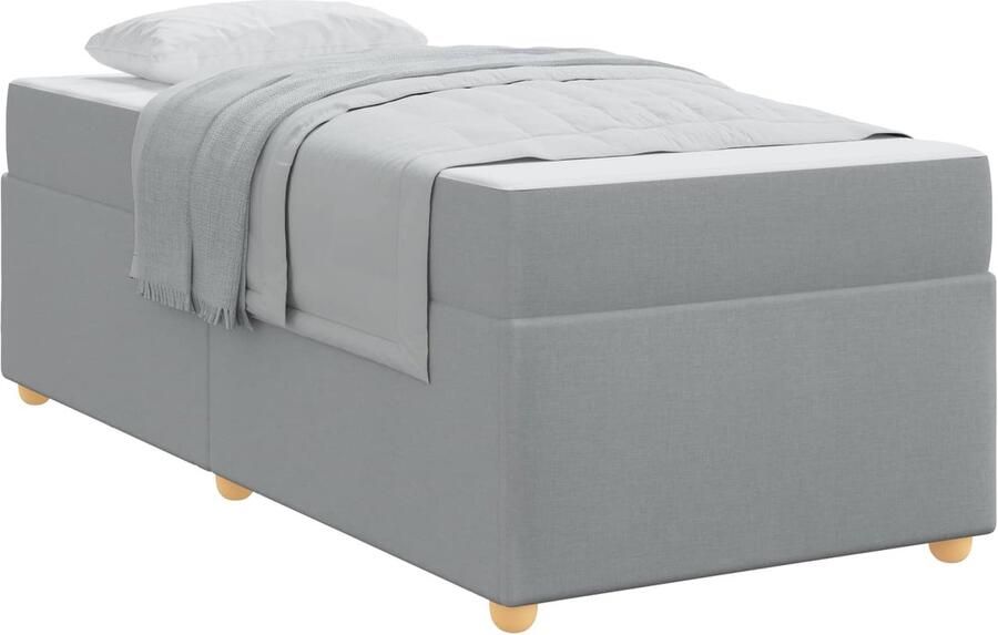 VidaXL Bedframe met matras met matras Lichtgrijs 90 x 200 cm Stof - Foto 2