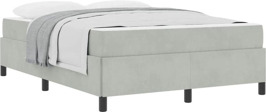VidaXL Bedframe met matras Lichtgrijs en Grijs 140 x 190 cm Fluweel