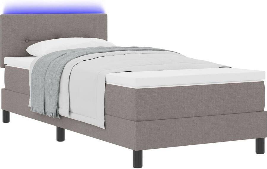 VidaXL Boxspring bed met matras met hoofdeinde Taupe 100 x 200 cm Stof - Foto 2