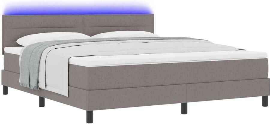 VidaXL Bedframe met Matras Lichtgrijs Stof 180 x 200 cm Bed Matras - Foto 2