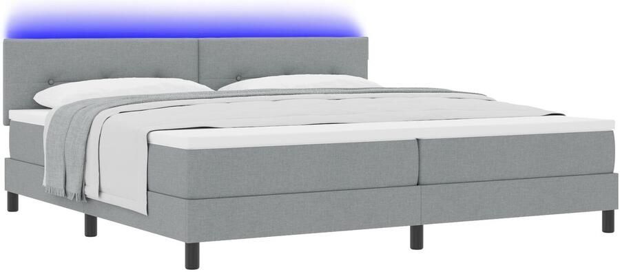 VidaXL Bedframe met matras Lichtgrijs Stof 200 x 200 cm Bedmatras - Foto 2