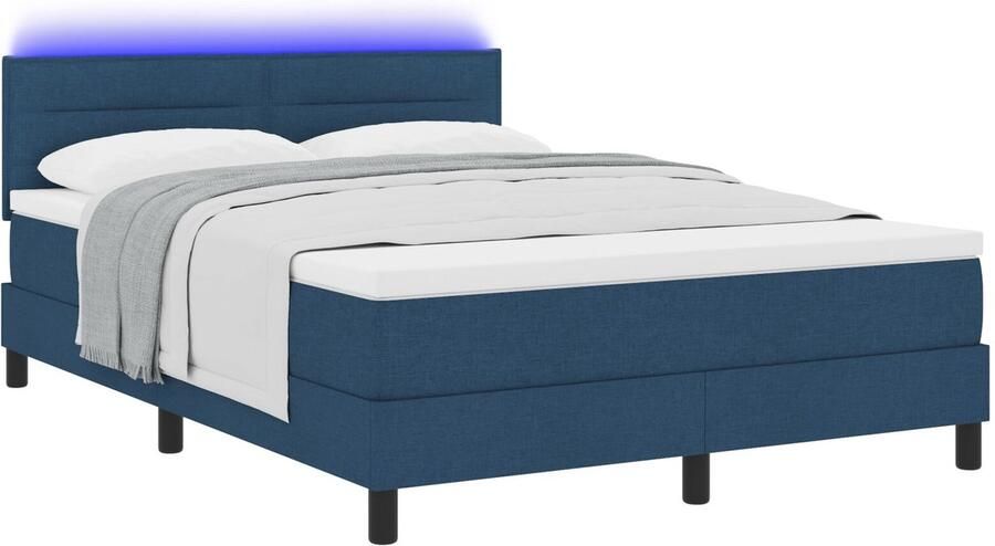 VidaXL Bedframe met Matras Marineblauw Stof 160 x 200 cm Bed - Foto 2