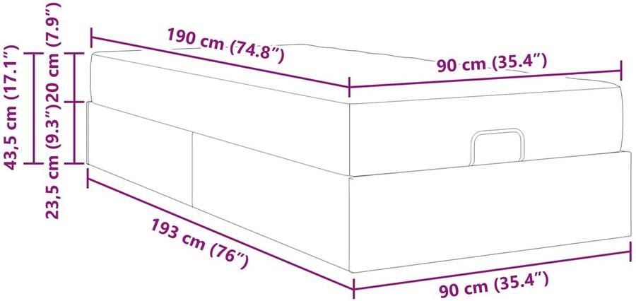 VidaXL Bedframe met matras met matras 2 pcs Blauw Stof - Foto 3