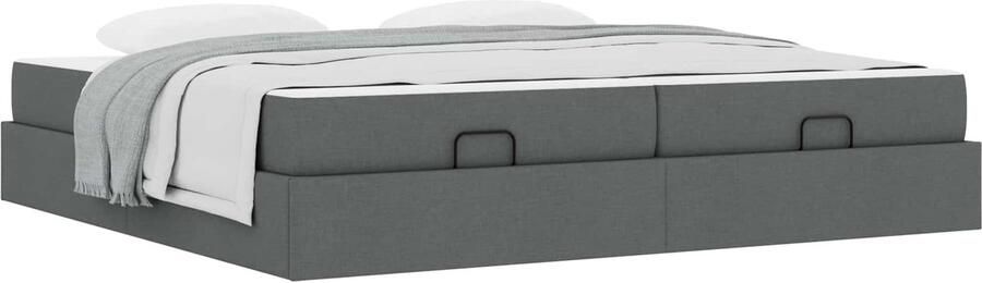 VidaXL Bedframe Anders met opslag Donkergrijs 200 x 200 cm Stof - Foto 2