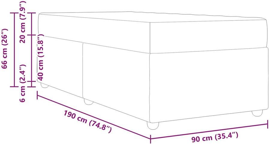 VidaXL Bedframe met matras met opslag Lichtgrijs 90 x 190 cm Fluweel - Foto 3