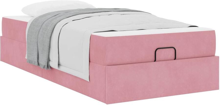 VidaXL Bedframe met matras met opslag Roze 80 x 200 cm Fluweel - Foto 2